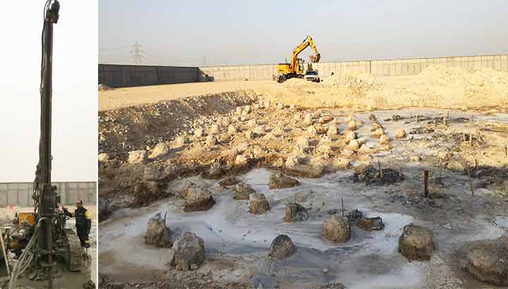 بهسازی خاک زیر فونداسیون برج 43 متری و تجهیزات جانبی کارخانه میگو بوشهر به روش اختلاط عمیق (deep soil mexing).